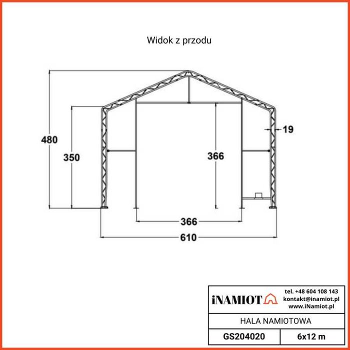 Garaż przenośny hala namiotowa namiot hangar na kampera 6x12x5 m