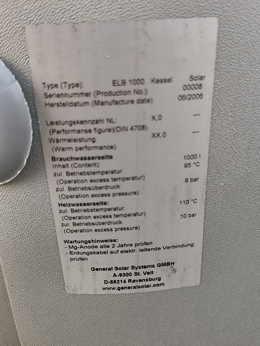 Depósito AQS 1000L Cerâmico (3 Flanges + 2 Ânodos) – NOVO