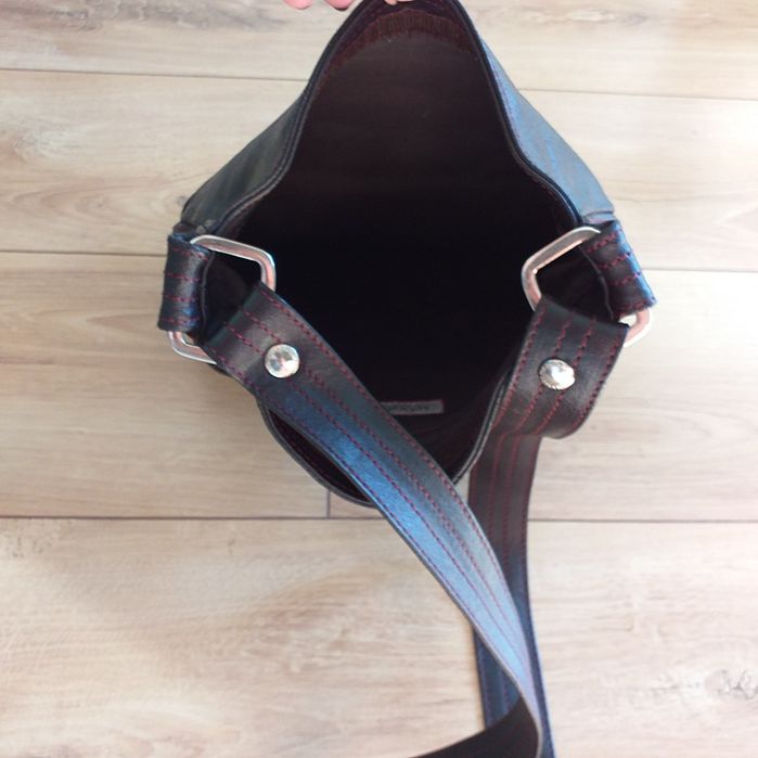 MAXMARA MAX&Co oryginalna skóra skórzana torebka crossbody worek brąz