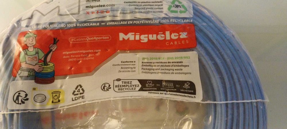 Rolo de cabo elétrico Miguelez 100 m