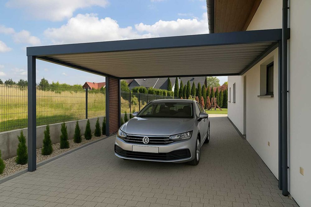 Wiata samochodowa, Carport, garażowa, dwustanowiskowa, 600x600 cm