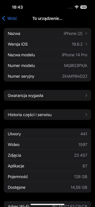 Iphone 14pro 128gb fiolet box 77% bateria case stan idealny