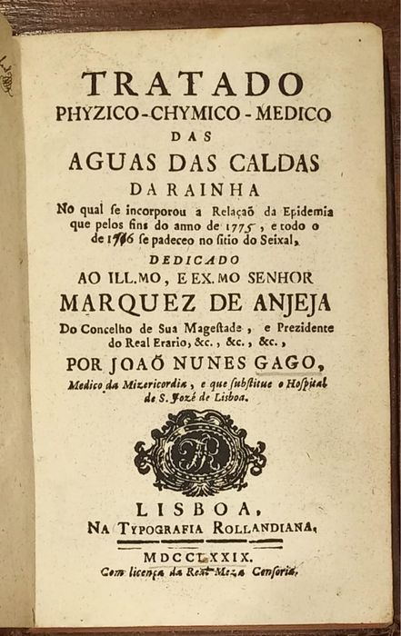 1. ª edição do Tratado Phyzico-Chymico-Medico