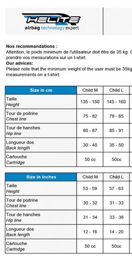 Colete Air Bag equitaçao Helite Zip In 2 Child L