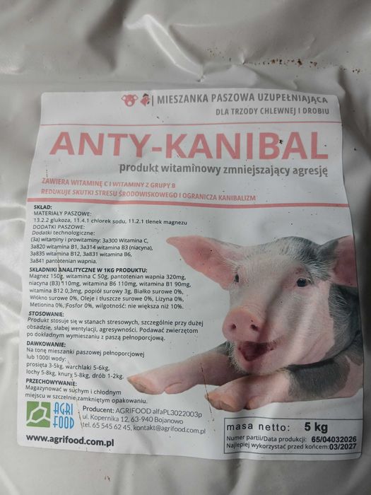 Antykanibal 5kg na agresję, stres, trzoda, drób, dziobanie kur, witaminy