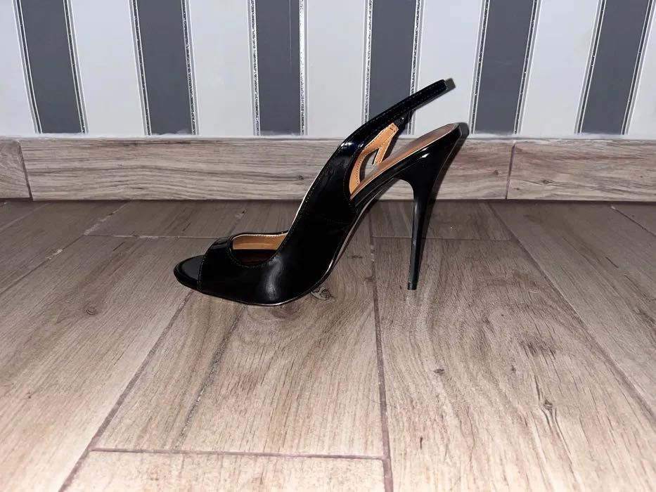 130/ OD RĘKI 47 sexy piękne czarne szpilki sandały obcas 13cm 35-48EU