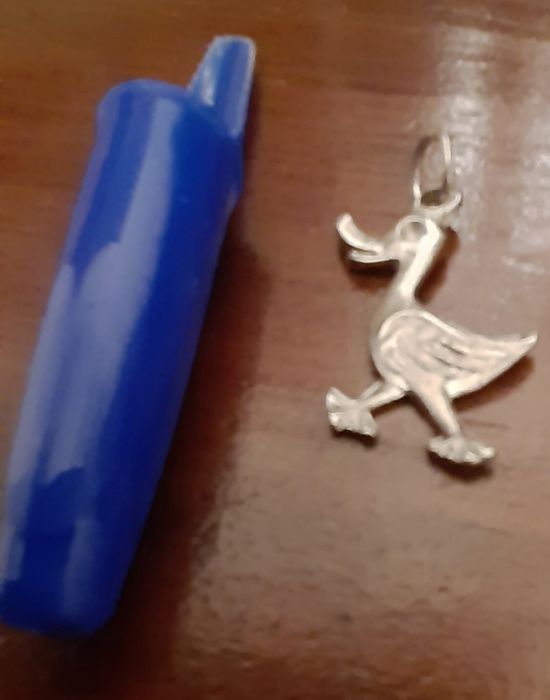 Pingente de pato vintage anos 50, altura de 2,2cm