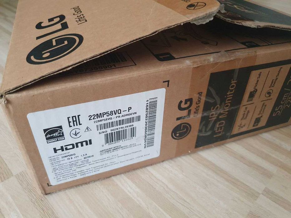 Монітор LG 22MP58VQ-P (21.5'' FHD IPS, VGA/HDMI/DVI)