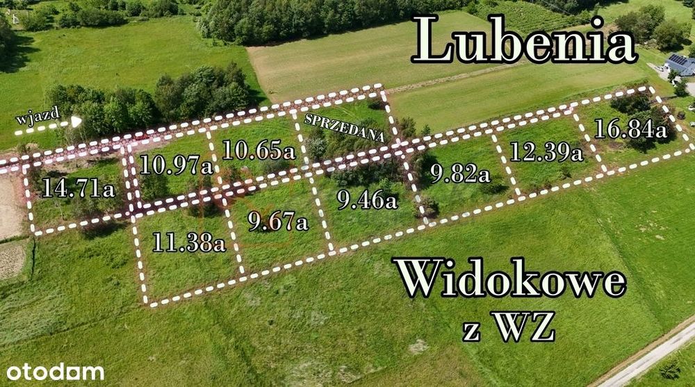 Działki Widokowe Lubenia 9-17ar z WZ