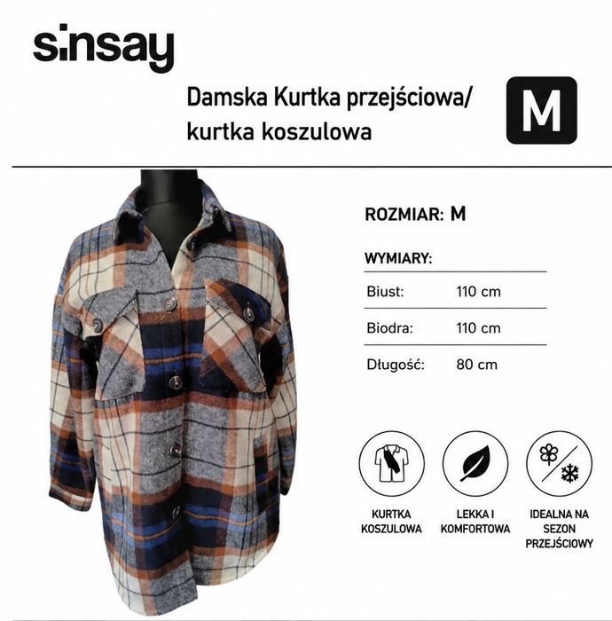 Kurtka koszulowa / shacket Sinsay M damska