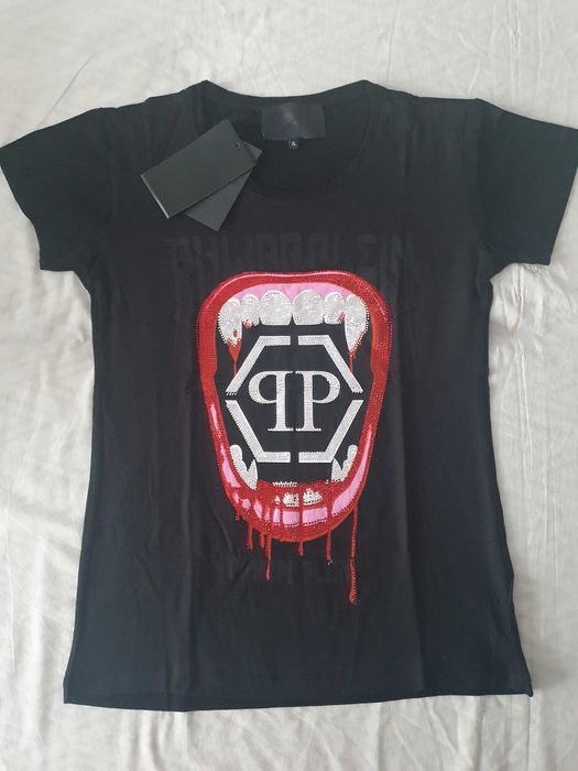 NOWA damska koszulka Philipp Plein t-shirt PP wampir halloween usta xl