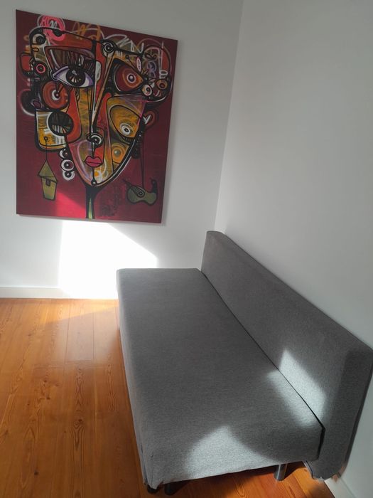 Sofa Cama Cinzento 190cm X 83cm usado em bom estado