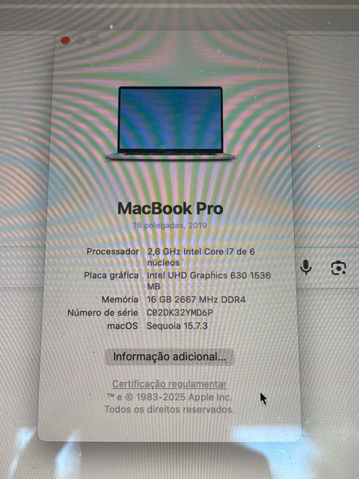 Macbook Pro 16" 2019 RAM 16GB Disco 500GB