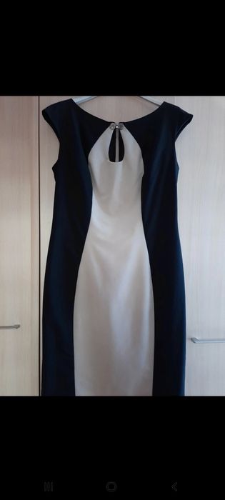 Sukienka elegancka czarno-beżowa L Ryłko