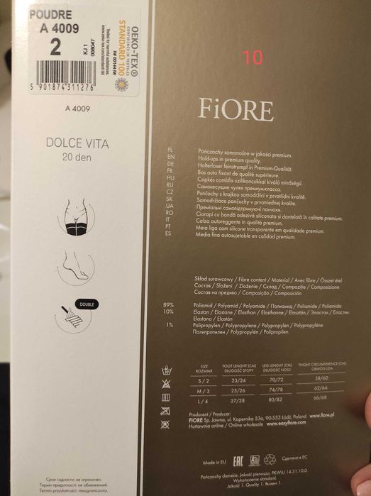 Pończochy samonośne Fiore ślubne rozm. 2 cieliste z białą koronką.