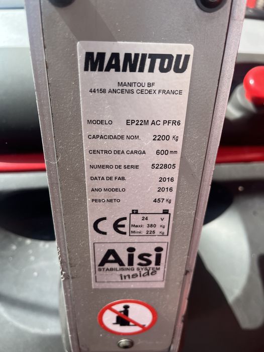 Porta paletes eletrico Manitou EP22 (2.2ton) - bateria nova