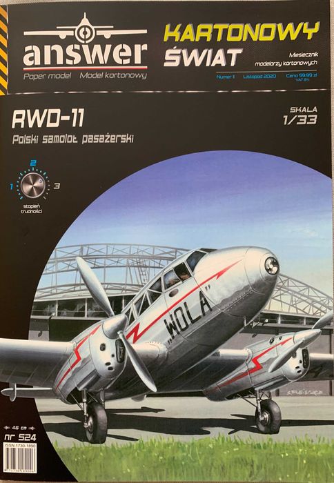 Model kartonowy Polski samolot pasażerski RWD-11