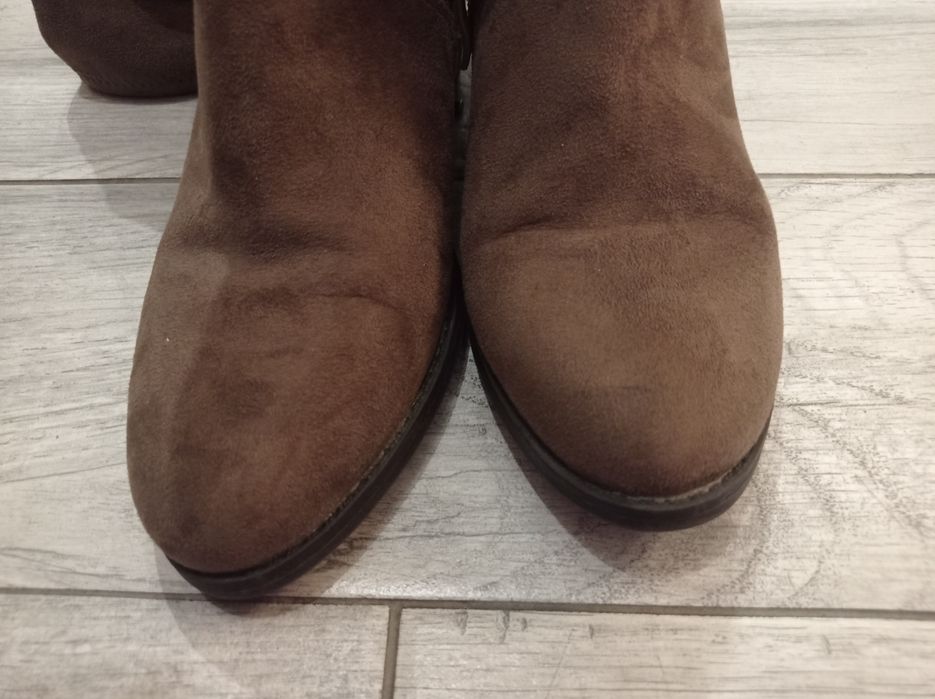 Жіночі довгі чоботи,замшеві ботфорди, кориневі, 39 р.