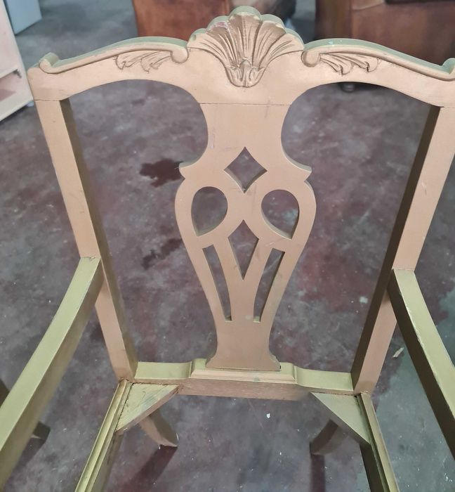 2 Cadeiras + 2 Cadeirões em Madeira Dourada