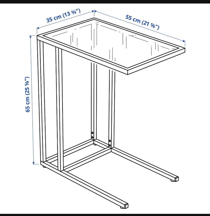 Mesa de apoio em vidro