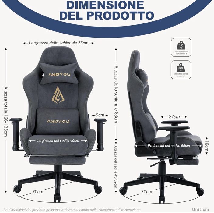 Cadeira Gaming cinza (Nova)