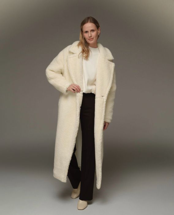 Еко шубка молочна довга