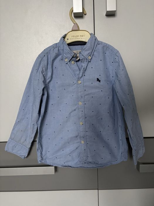 Koszula 110 H&M wzory kropki niebieska