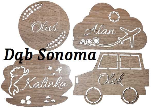 Lampka LED, drewniana,mbaterie, rakieta, imienna, 7 kolorów, 6 frontów