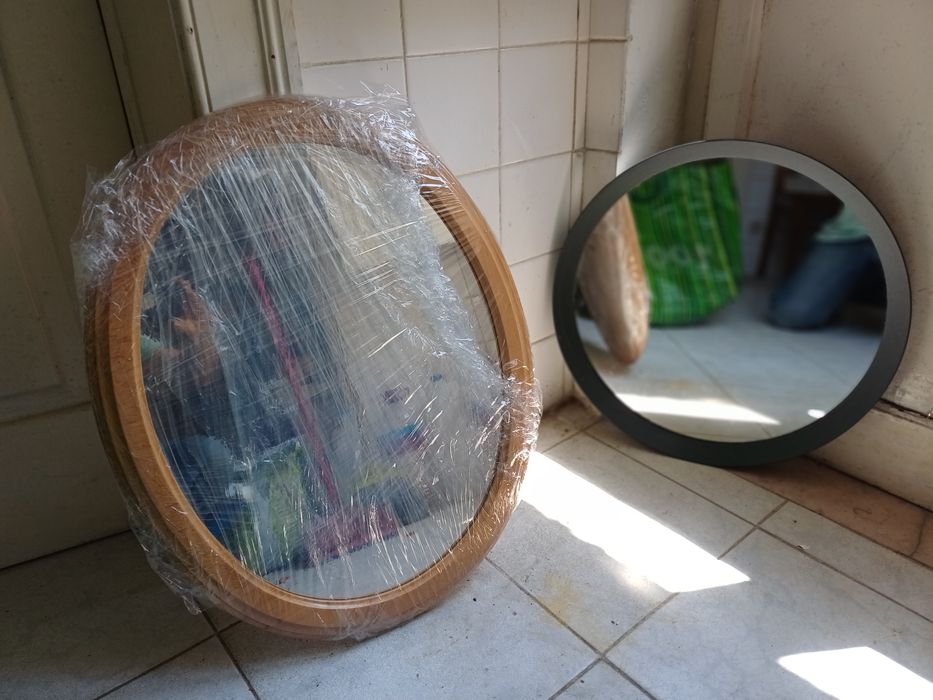 1 Espelho moldura madeira vintage 1 espelho moldura metálica