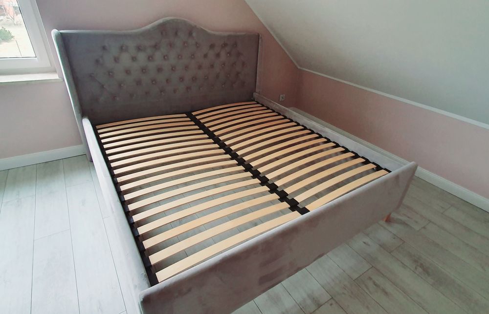 Łóżko welurowe szare 200x220