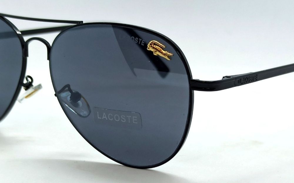 Lacoste очки капли мужские классика черные в черном металле на флексах