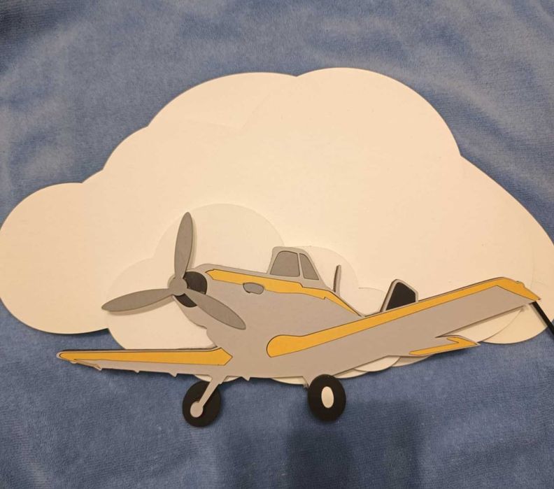 lampka nocna SAMOLOT W CHMURACH led drewniana