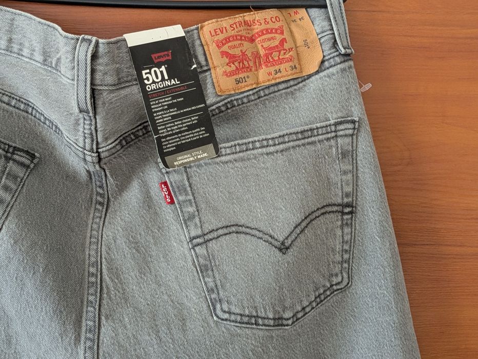 Dżinsy "Levi's" 501, rozmiar 34/34. Nowy. Szary. Polecam. Pozdrawiam.