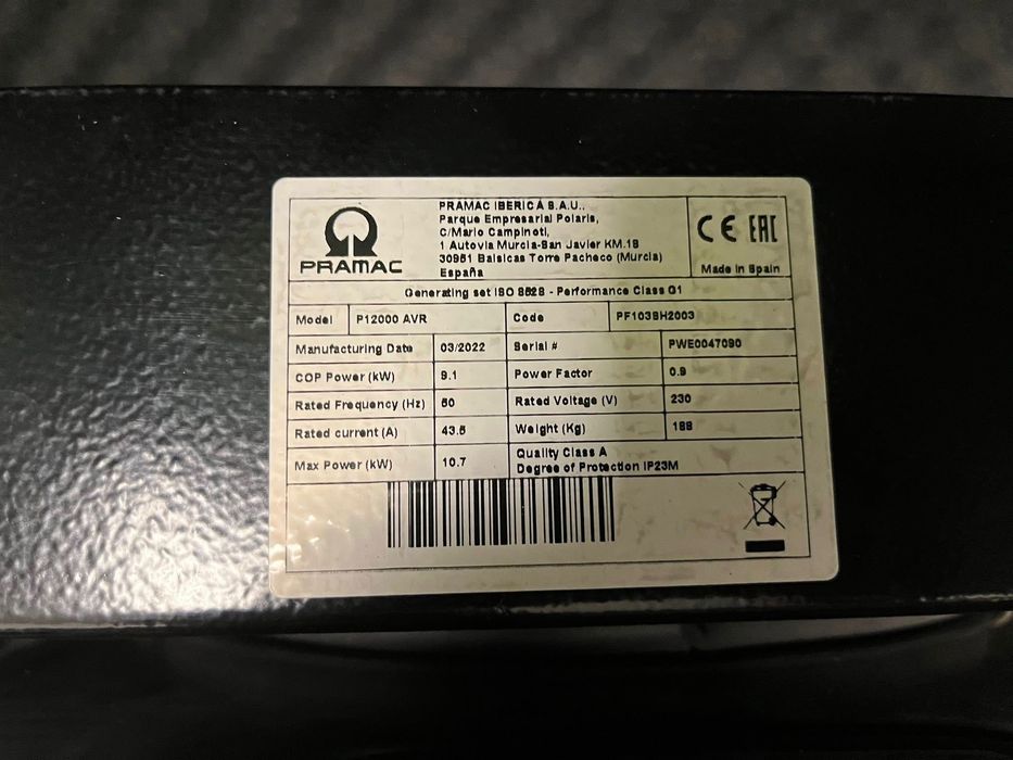 Agregat PRAMAC P12000 230V AVR FV23