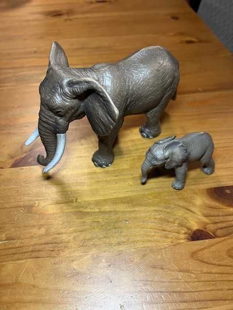 Schleich afrykańskie słonie -Unikat -samiec 14341 +baby 14322 oryginał