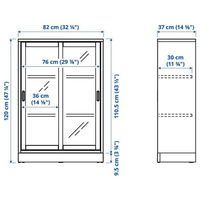 TONSTAD Witryna z przesuwanymi drzwiami, okl dęb, 82x37x120 Ikea Nowa