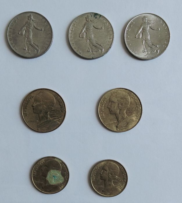 Conjunto 7 moedas antigas França