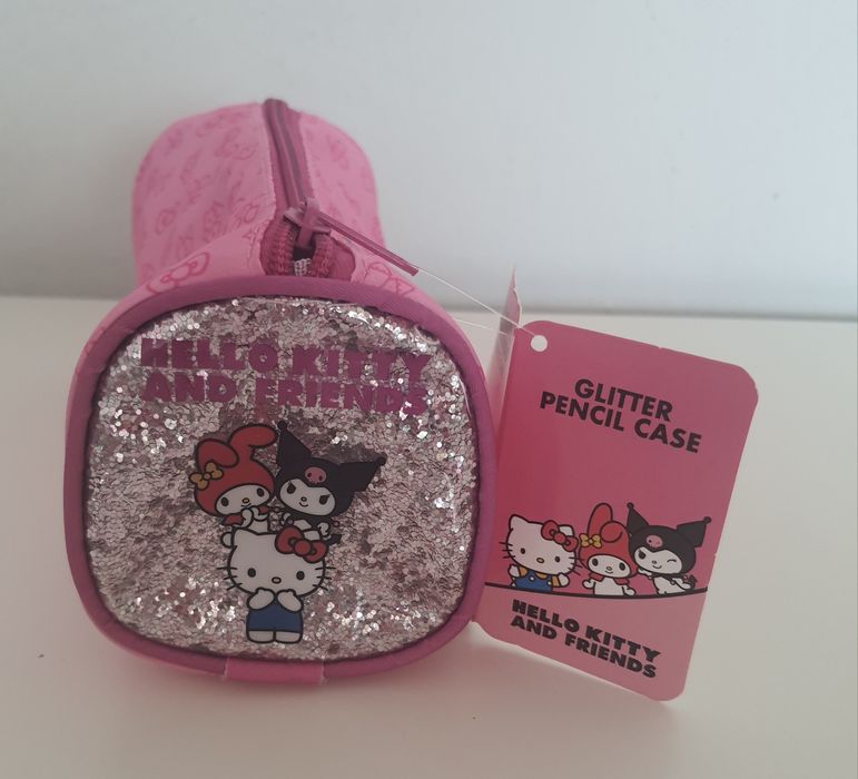 Piórnik tuba z brokatem Hello Kitty and Friends-różowy