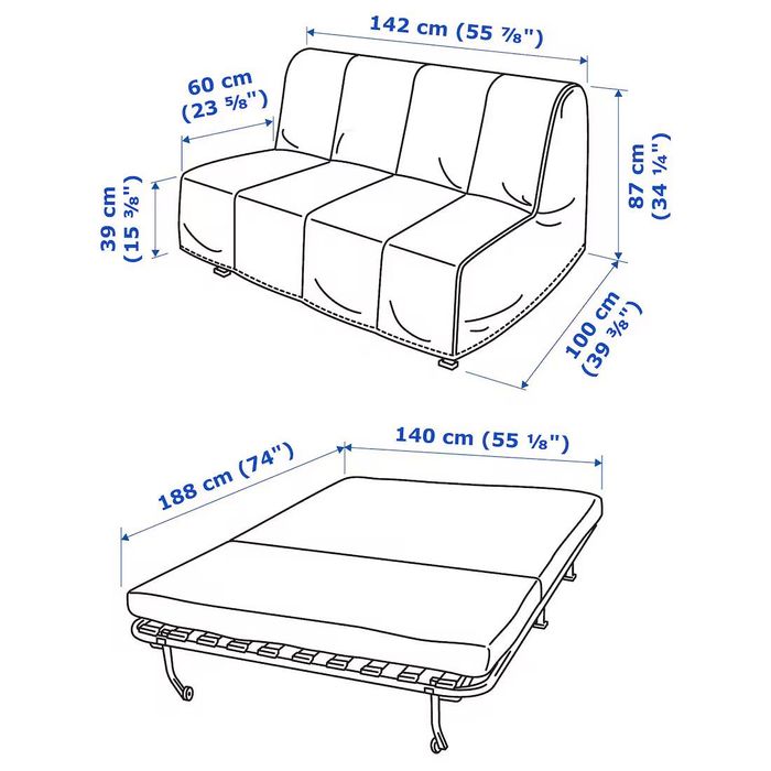 Capa para Sofá-Cama LYCKSELE 2 Lugares – Branco (IKEA)