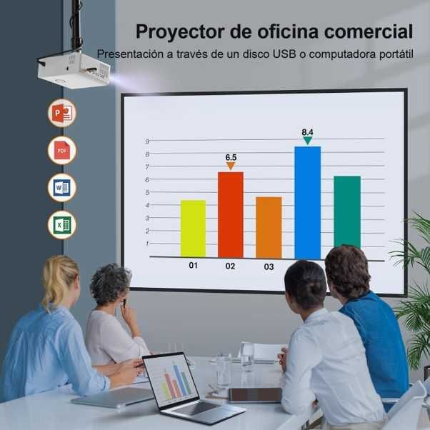 Projetor inteligente XuanPad Full HD 1080p com foco automático e tripé — excelente estado