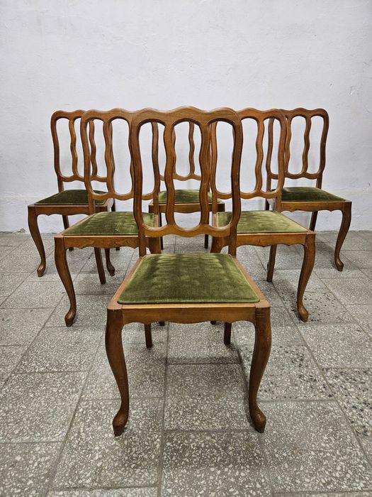 Krzesła ludwikowskie 6 sztuk zielone /