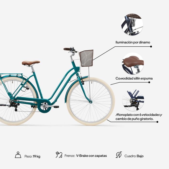 BICICLETA DE CIDADE ELOPS 520 QUADRO BAIXO VERDE