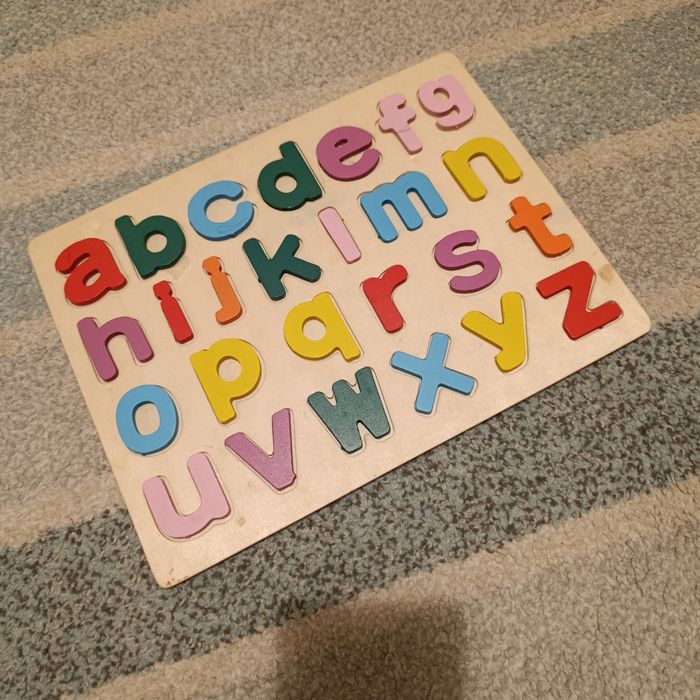 Drewniane literki tablica dla dzieci no nauki nauka literek drewniane montessori