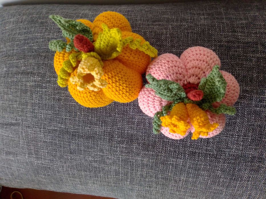 Zestaw, zabawki , dyni szydełkowi