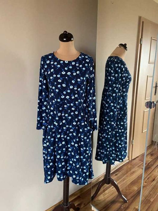 Emeliax sukienka 7/8 maxi midi floral oversize kieszenie 36 38