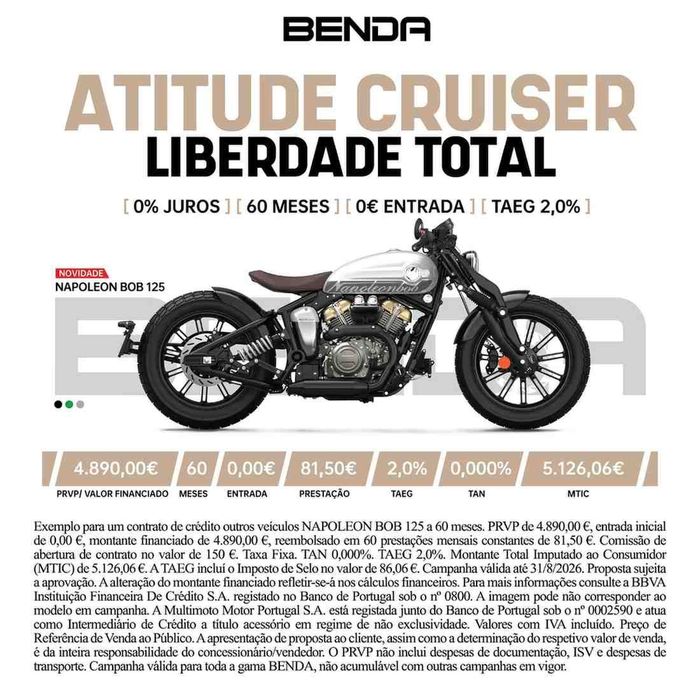 Benda  (FINANCIAMENTO 0% JUROS)