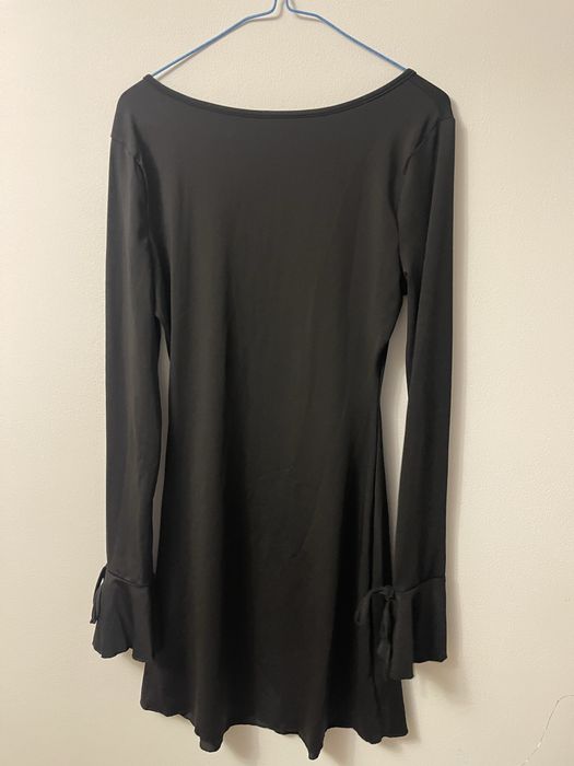 Чорна міні сукня в стилі Oh Polly з завʼязками розмір S