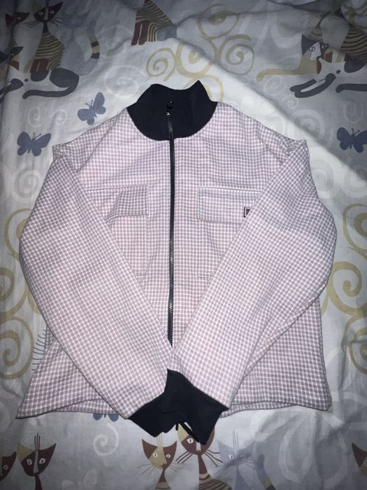 Куртка/Кофта-бомбер оверсайз в рожеву клітинку