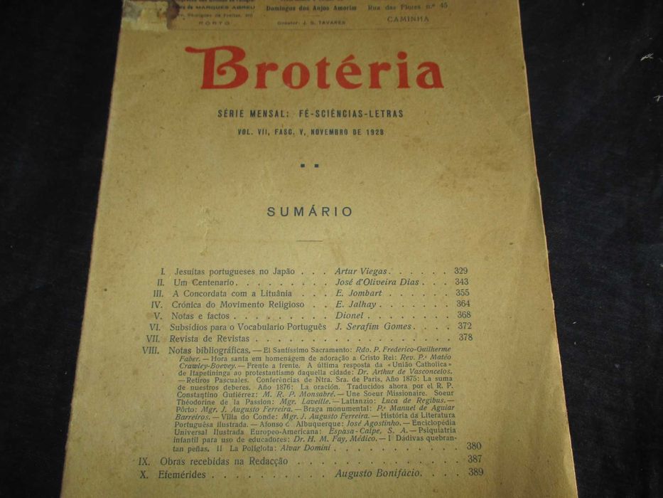 Revistas Brotéria Série Mensal 1929 a 1931
