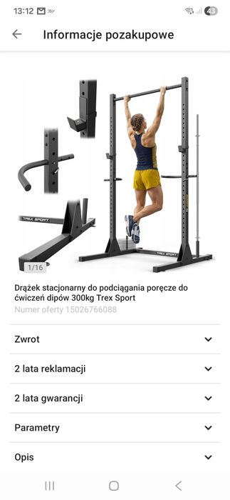 Drążek stacjonarny do podciagania